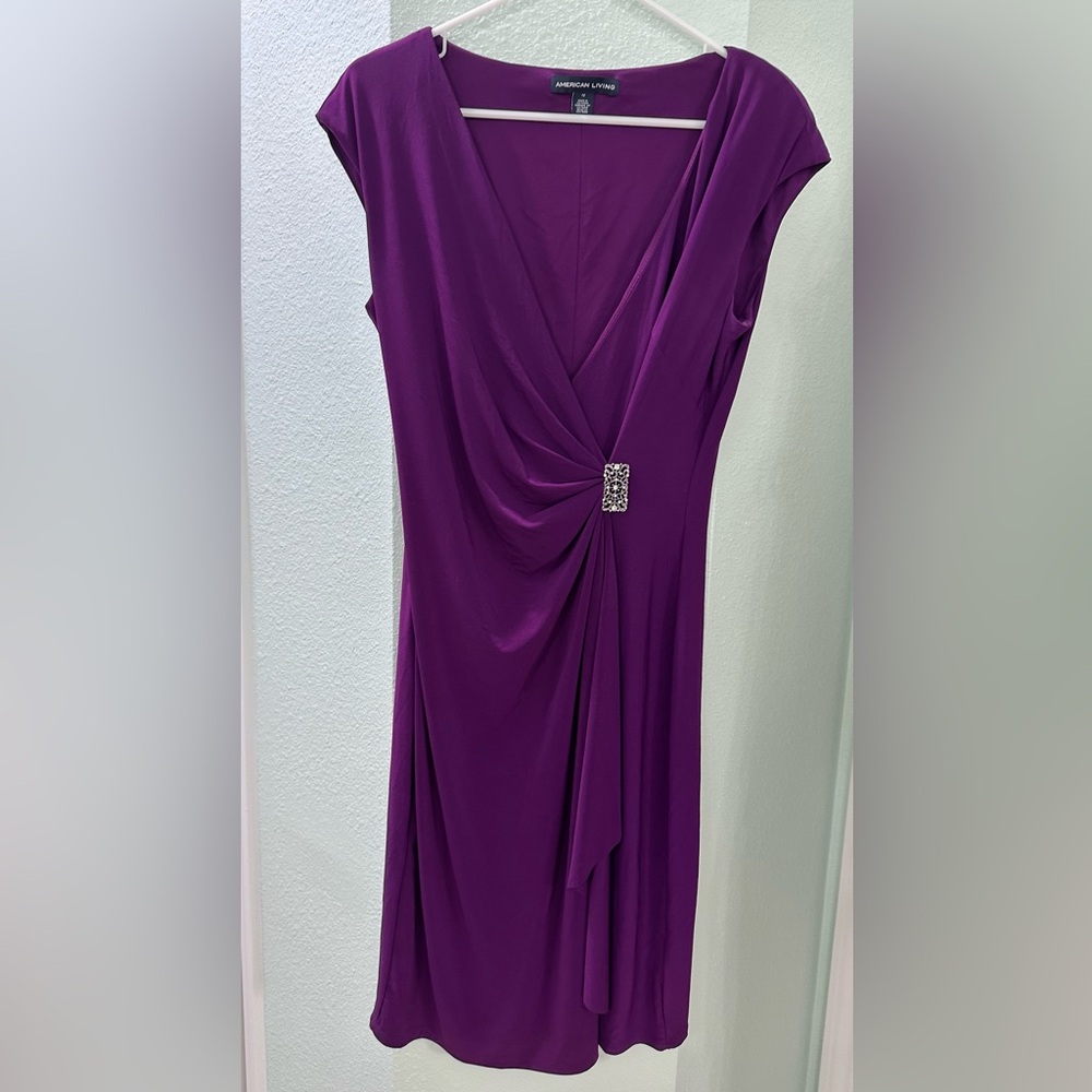 American Living Asymmetrical Purple Dress with Embellishment